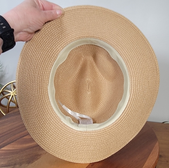 Multitrust Tan Fedora Sun Hat with Black Band Womens One Size - Picture 9 of 13